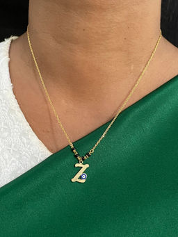 Digital Dress Room - Z Letter with Evil Eye Gold Short Mangalsutra