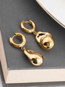 Palmonas - Organic Shape Gold Drop Earrings for Womens