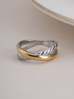 Palmonas - Two-Tone Twist Design Multi-Color Ring for Womens