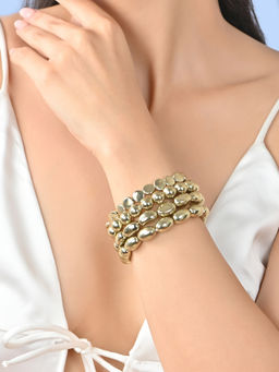 ToniQ - Women Gold Plated Beads Layered Bracelet (Adjustable)