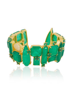 Isharya - 18K Gold Plated Emerald Dreams Statement Cuff Bracelet