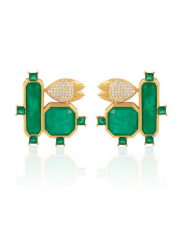 Isharya - 18K Gold Plated Green with Joy Stud Earrings