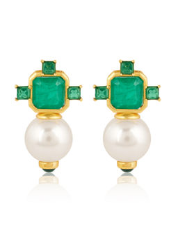 Isharya - 18K Gold Plated Emerald Elegance Libra Earrings