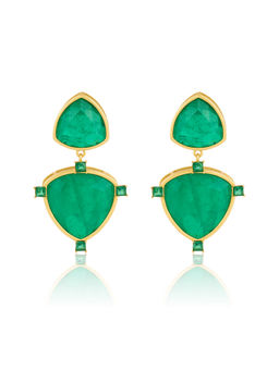 Isharya - 18K Gold Plated Emerald Drop Libra Earrings