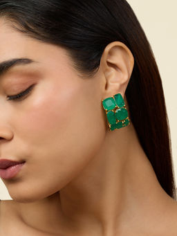 Isharya - 18K Gold Plated Heaps of Emerald Hoops Earrings