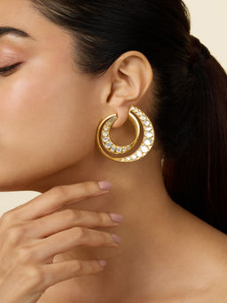 Isharya - 18K Gold Plated Orange Peel Double Hoops Earrings