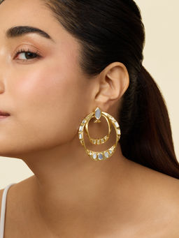 Isharya - 18K Gold Plated Modern Indian Moon Balis Earrings