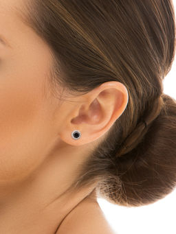 Silberry - Silver Night Aura 6mm Round Stud Earrings