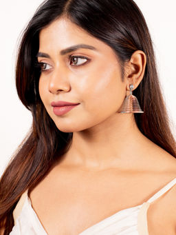 Silberry - Rose Gold Dancing Jhumka Earrings