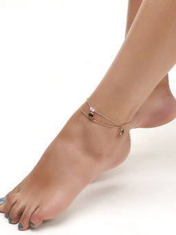 ELLE - Glass Beaded Drop Anklets (Pack of 2)