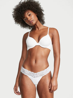 Victoria's Secret - White Lace-Waist Cotton Thong Panty