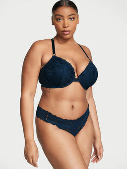 Victoria's Secret - Navy Blue The Lacie Posey Lace Side Lace-Up Thong Panty