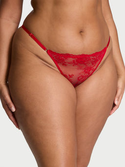 Victoria's Secret - Red Very Sexy Rose Lace Adjustable V-String Panty