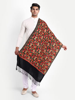 Zamour - Men Kashmiri Embroidery Black Shawl Stole