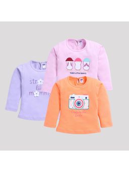 Nottie Planet - Cotton Full Sleeve T-Shirts for Girls (Set of 3)