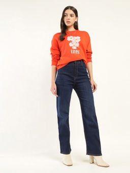 Levi's - Women Navy Blue High Rise Ribcage Slim Straight Fit Jeans