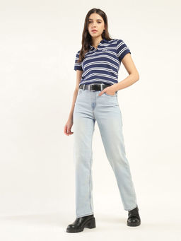 Levi's - Women Light Blue High Rise Ribcage Slim Straight Fit Jeans