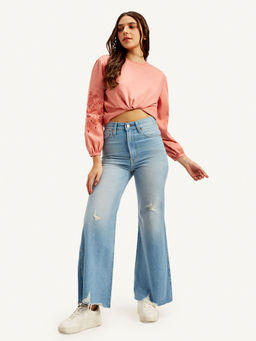 Levi's - Women High Rise Ribcage Light-Blue Bell Bottom Jeans