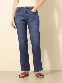 U.S. POLO ASSN. - Women Blue High Rise Straight Fit Jeans