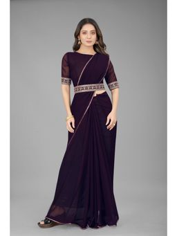 Shrithi Fashion Fab - Women Bollywood Styled Ethnic Belt Saree Purple with Unstitched Blouse
