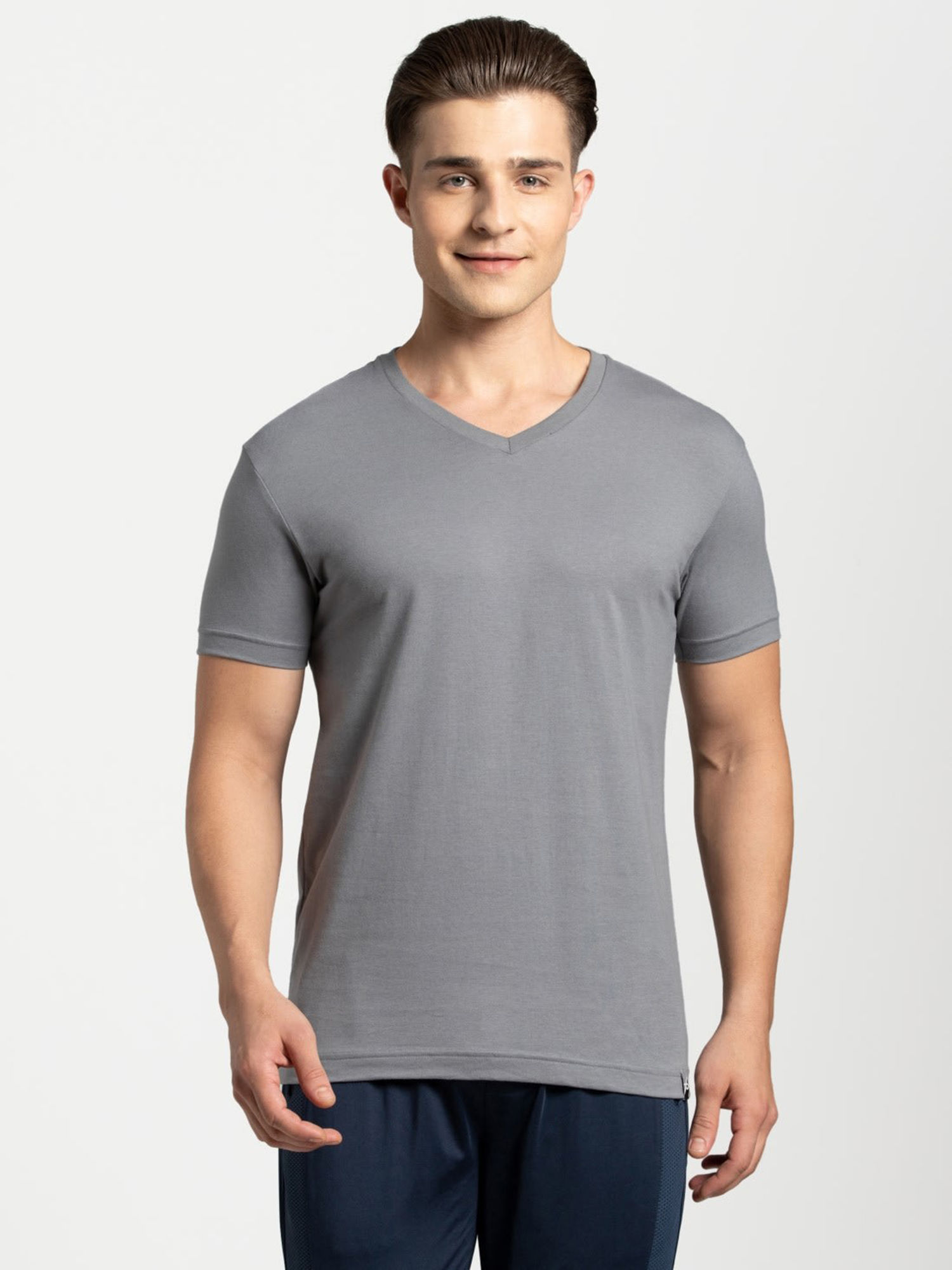 Jockey Performance Grey V-Neck T-Shirt 