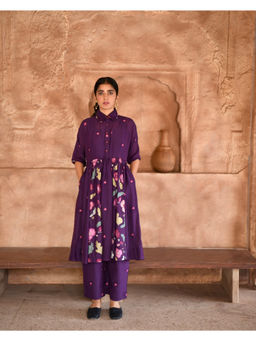Taro India - Purple Mulberry Anarkali Kurta and Pant