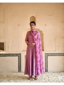Taro India - Lilac Mauve Anarkali Kurta and Pant with Dupatta