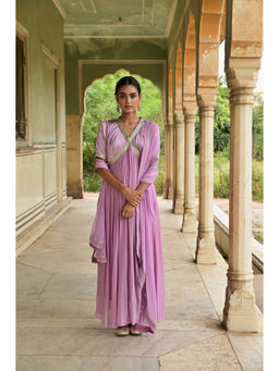 Taro India - Purple Kumudni Anarkali Kurta and Churidar with Dupatta