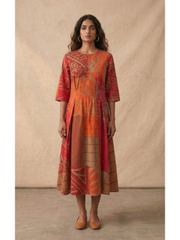 Vedika M - Red Scarlet Printed A Line Midi Dress