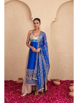 SEW - Royal Blue with Gold Chain Straps Kurta and Palazzo with Dupatta