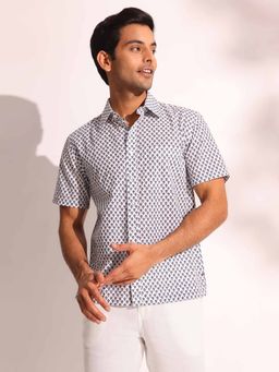 Fabindia - White Printed Regular Shirt