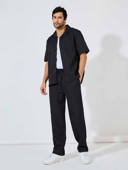 Styli - Black Textured Relaxed Fit Co-Ord (Set of 2)