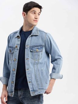 SHOWOFFFF - Solid Blue Denim Jacket