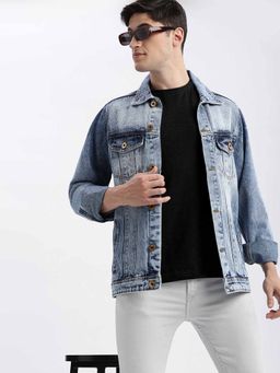 SHOWOFFFF - Solid Blue Denim Jacket