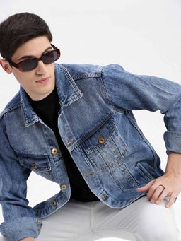 SHOWOFFFF - Solid Blue Denim Jacket
