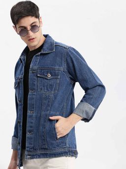 SHOWOFFFF - Solid Blue Denim Jacket