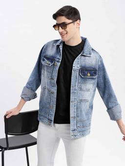SHOWOFFFF - Solid Blue Denim Jacket