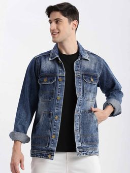 SHOWOFF - Solid Blue Denim Jacket