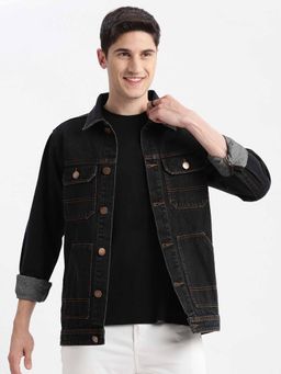 SHOWOFFFF - Solid Black Denim Jacket