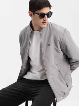 SHOWOFFFF - Striped Grey Bomber Jacket
