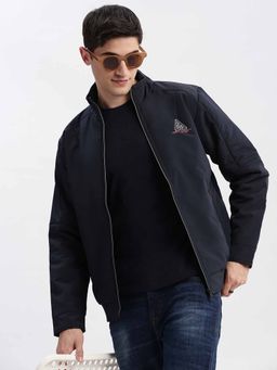SHOWOFF - Solid Navy Blue Bomber Jacket