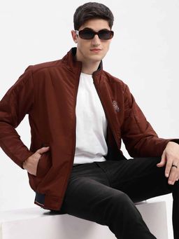 SHOWOFF - Solid Brown Bomber Jacket