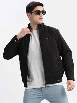 SHOWOFF - Solid Black Bomber Jacket