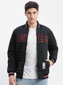 SHOWOFF - Typography Black Puffer Jacket