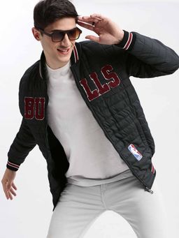 SHOWOFF - Typography Navy Puffer Jacket