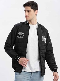 SHOWOFF - Typography Black Puffer Jacket