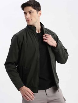 SHOWOFF - Solid Olive Bomber Jacket