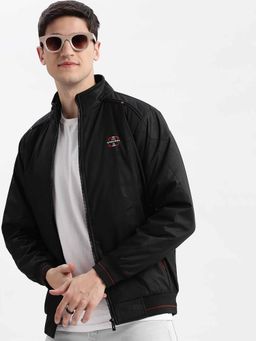 SHOWOFF - Self Design Black Bomber Jacket