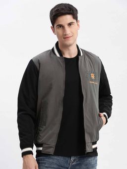 SHOWOFF - Colour Block Grey Bomber Jacket