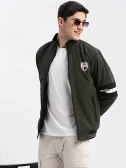 SHOWOFF - Solid Olive Bomber Reversible Jacket